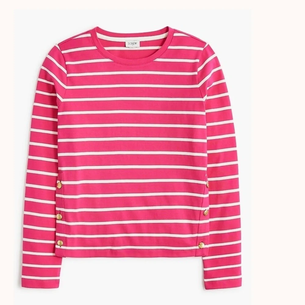 J crew Striped long-sleeve side-button top